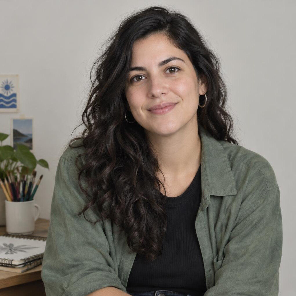Portrait of a young woman with dark hair and a soft smile