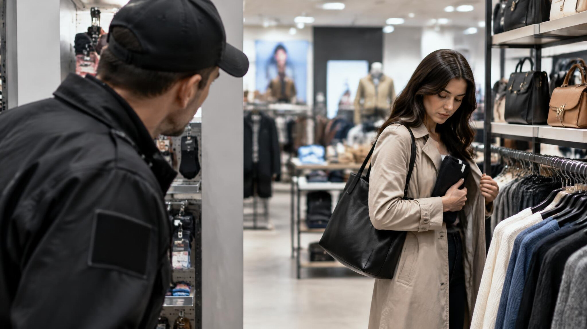 store detective watching shopper